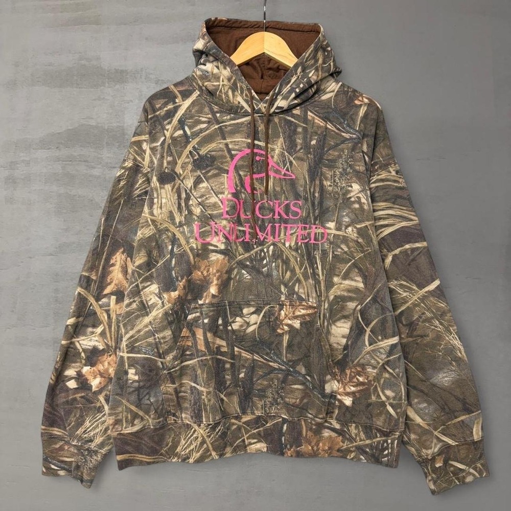 Artisans Ducks Unlimited Hoodie Camo Pink Graphic Pullover Women's XL